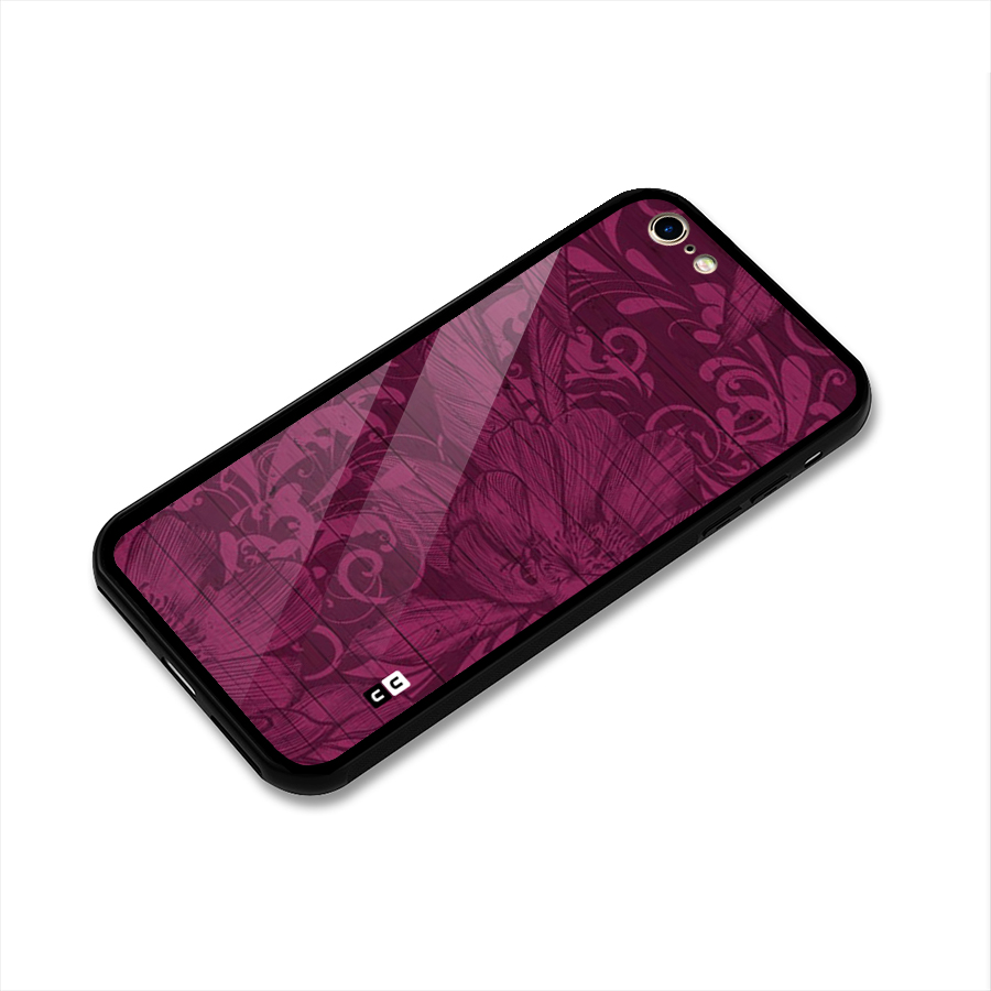 Magenta Floral Pattern Glass Back Case for iPhone 6 6S