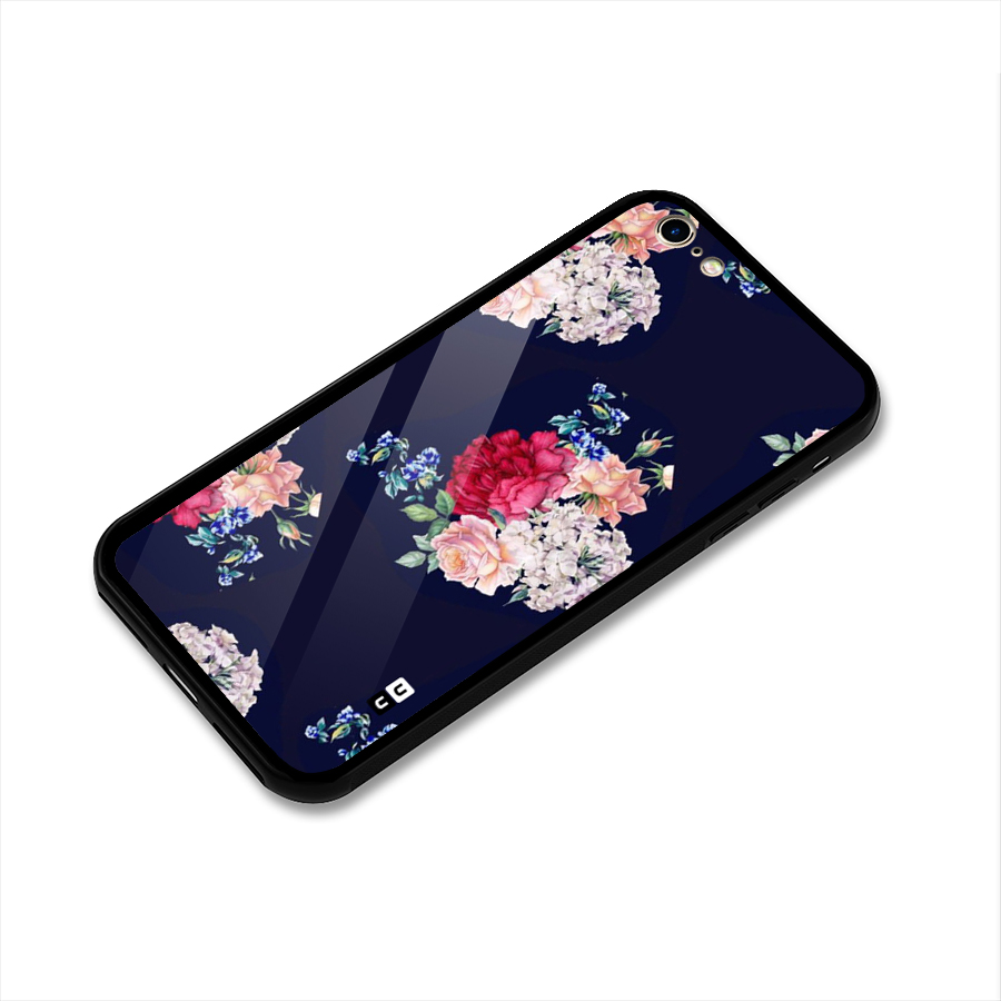 Magenta Peach Floral Glass Back Case for iPhone 6 6S