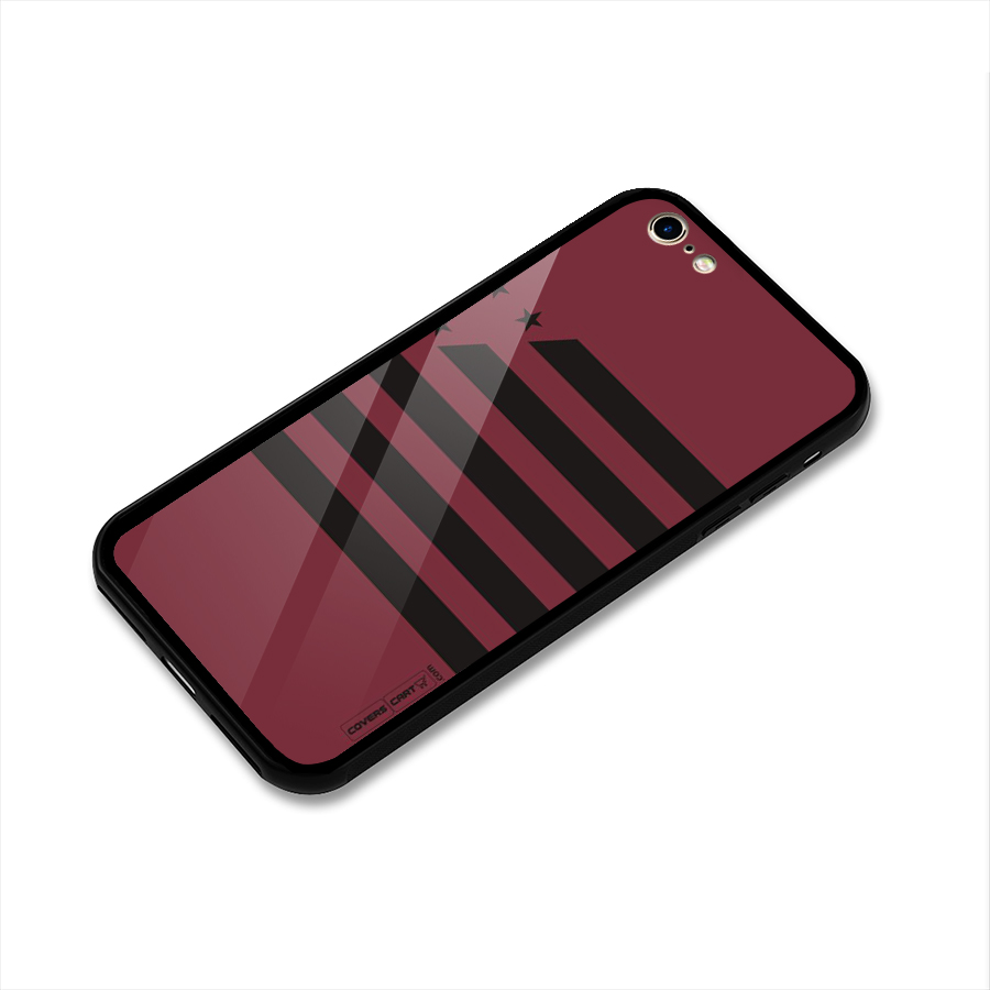 Maroon Star Striped Glass Back Case for iPhone 6 6S