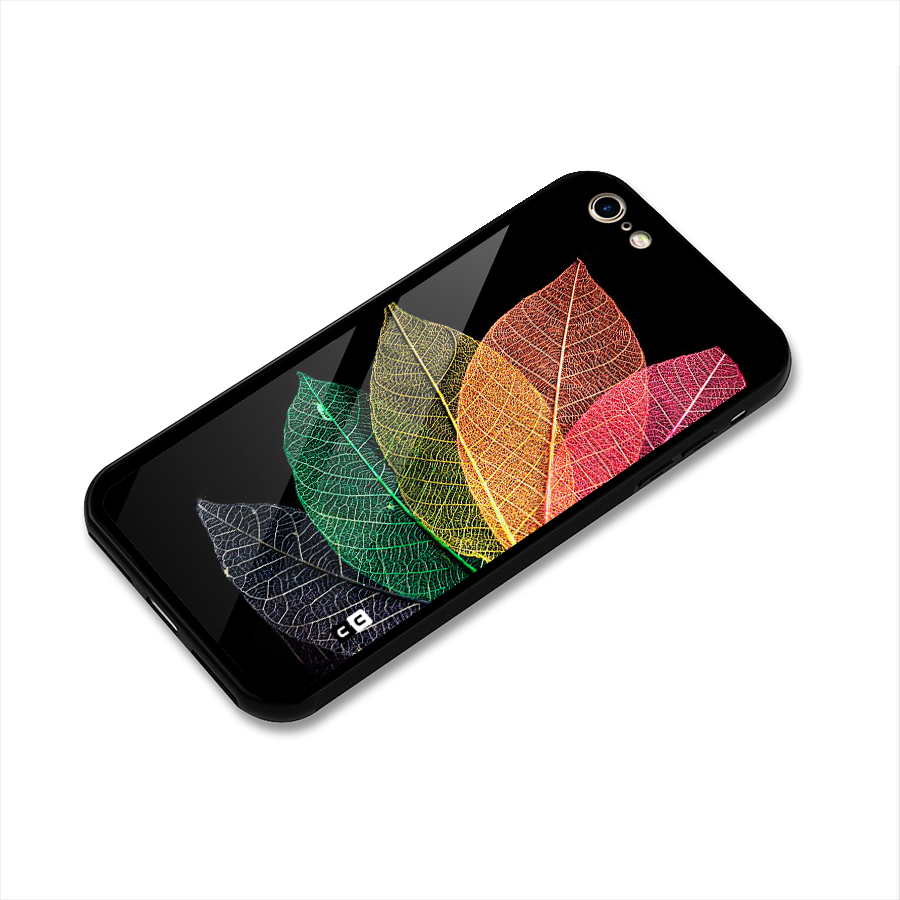 Net Leaf Color Design Glass Back Case for iPhone 6 6S
