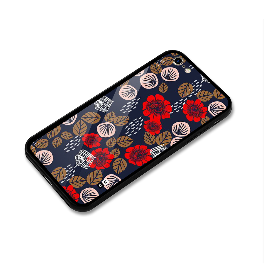 Orange Flora Glass Back Case for iPhone 6 6S