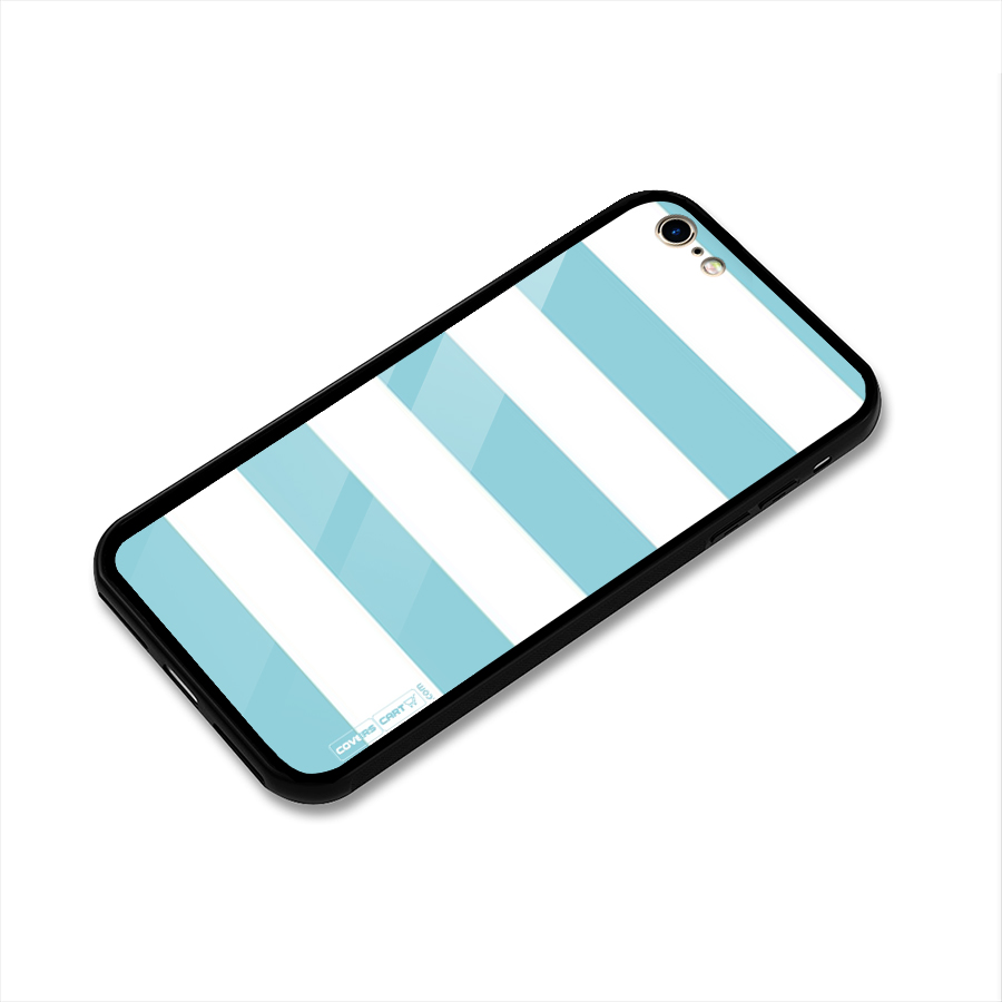 Pastel Blue White Stripes Glass Back Case for iPhone 6 6S