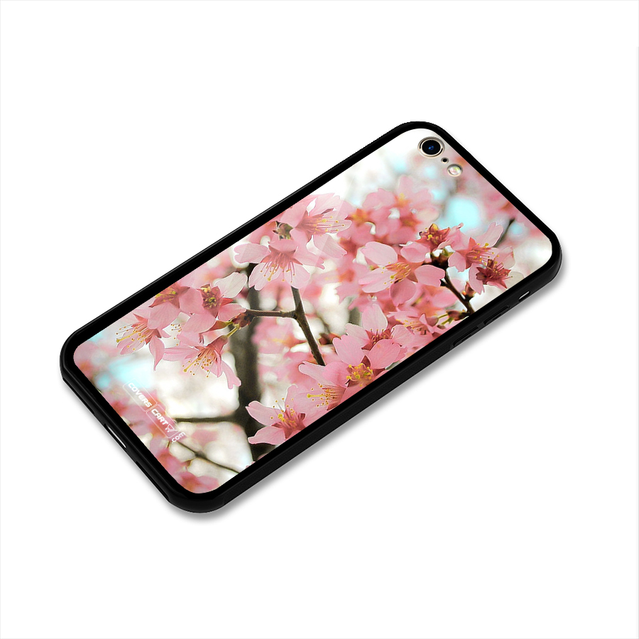 Peach Floral Glass Back Case for iPhone 6 6S