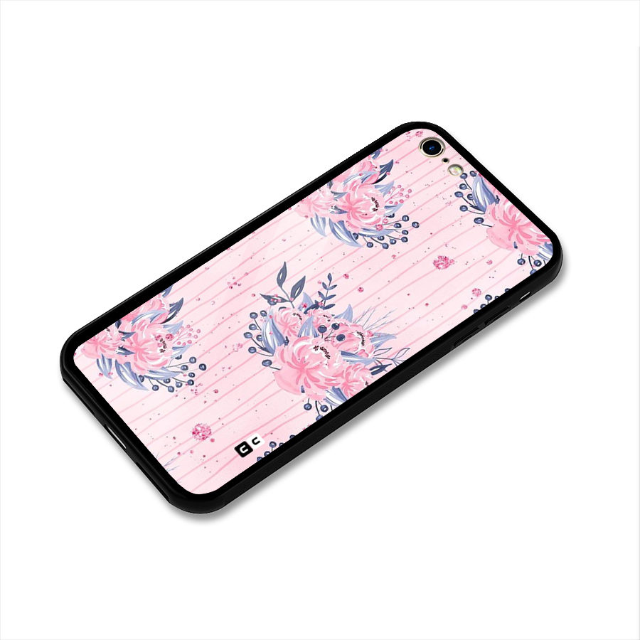 Pink Floral and Stripes Glass Back Case for iPhone 6 6S