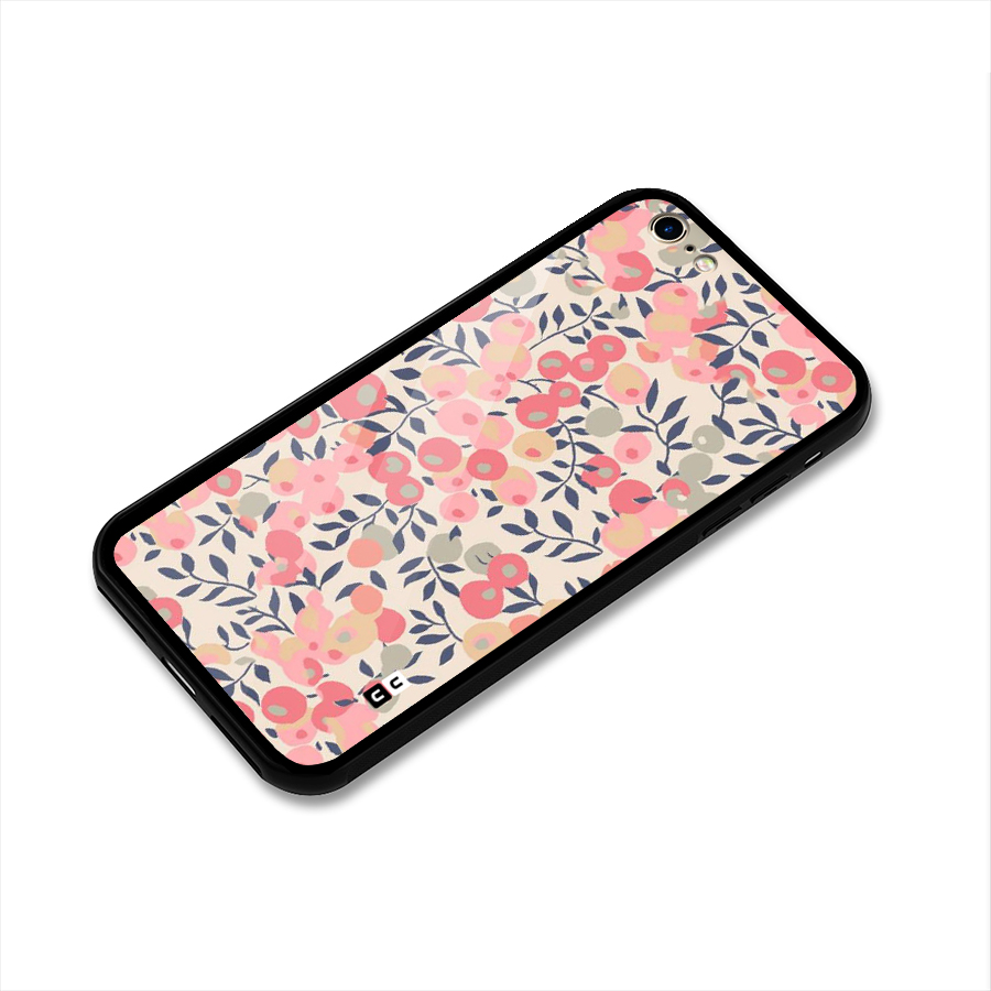 Pink Leaf Pattern Glass Back Case for iPhone 6 6S