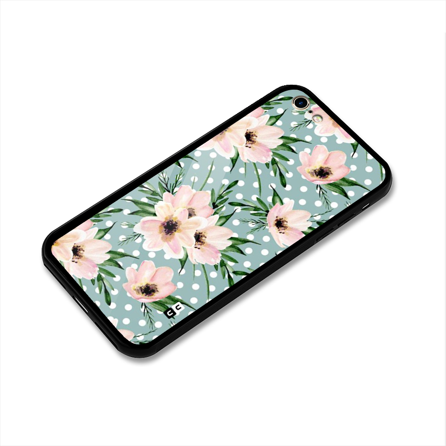 Polka Art Floral Glass Back Case for iPhone 6 6S