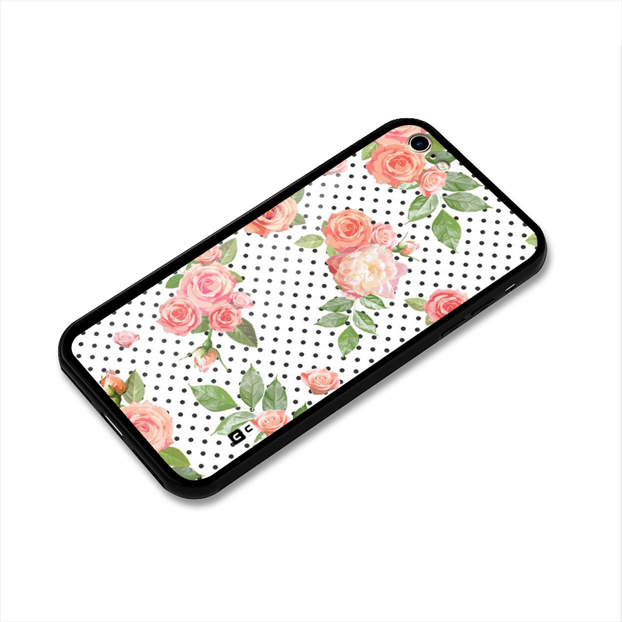 Polka Bloom White Glass Back Case for iPhone 6 6S