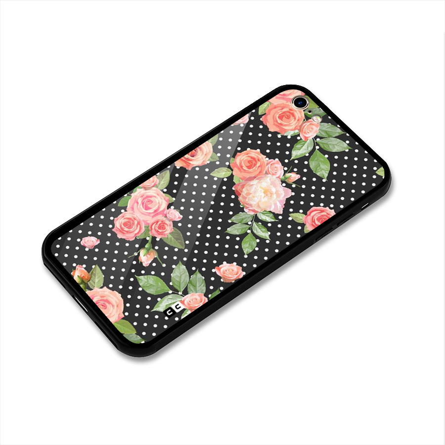 Polka Peach Glass Back Case for iPhone 6 6S