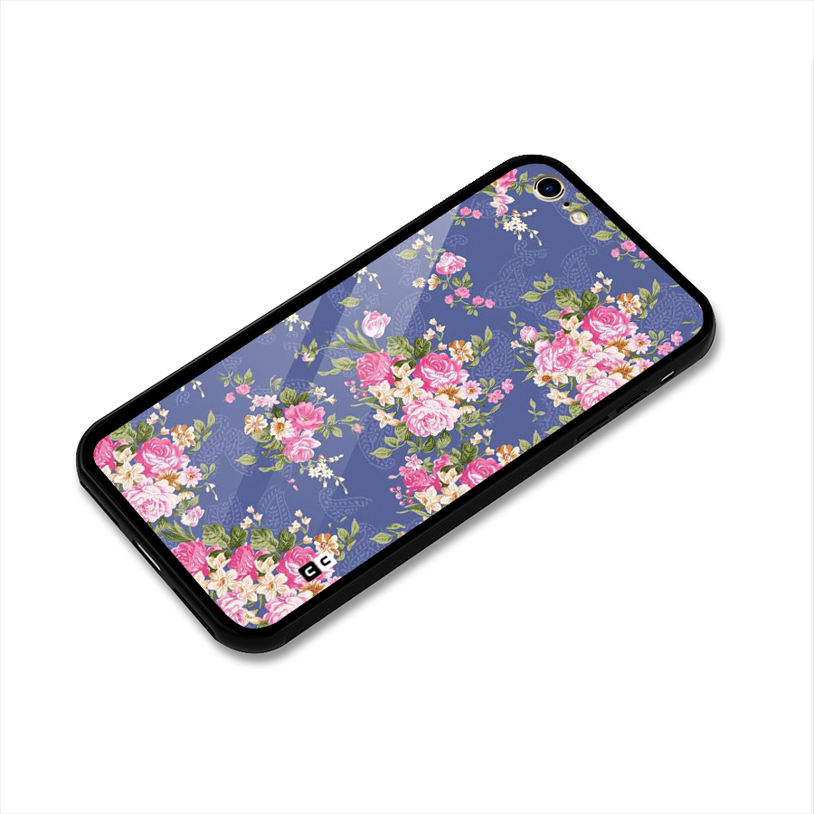 Purple Pink Floral Glass Back Case for iPhone 6 6S