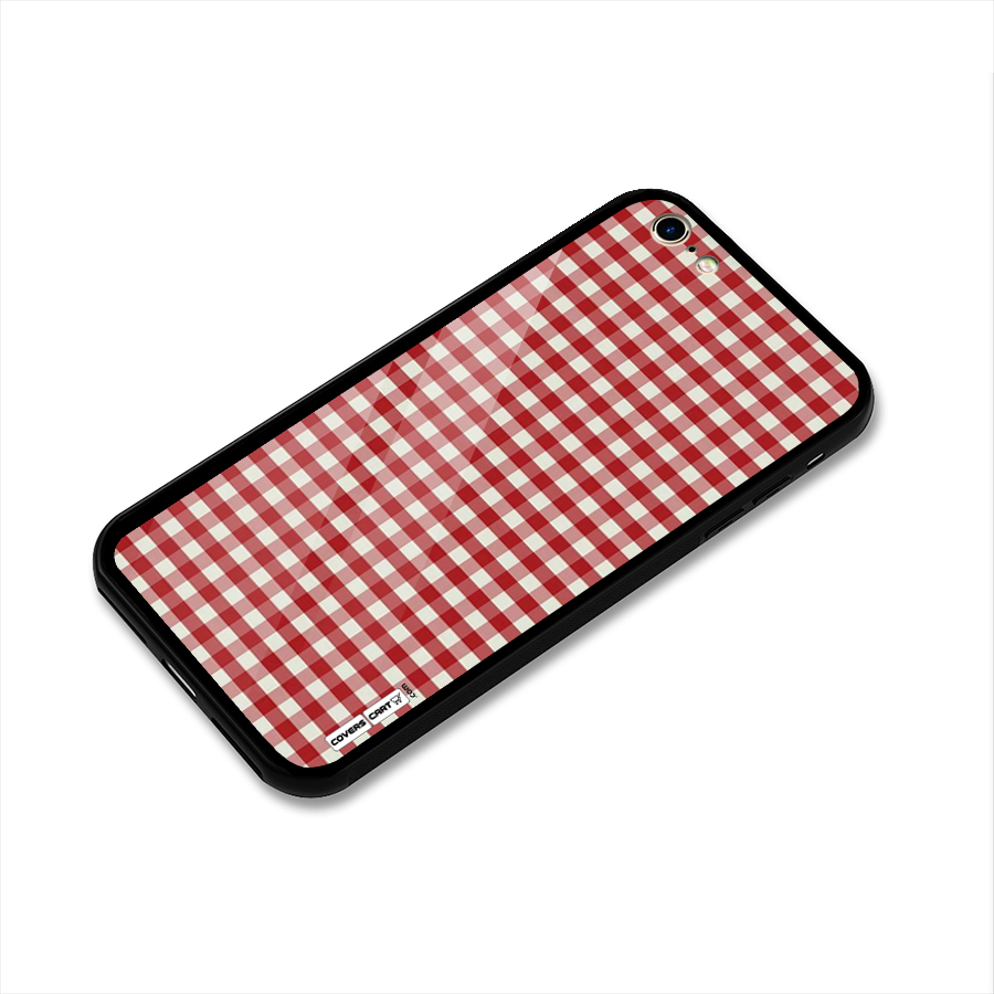 Red White Check Glass Back Case for iPhone 6 6S
