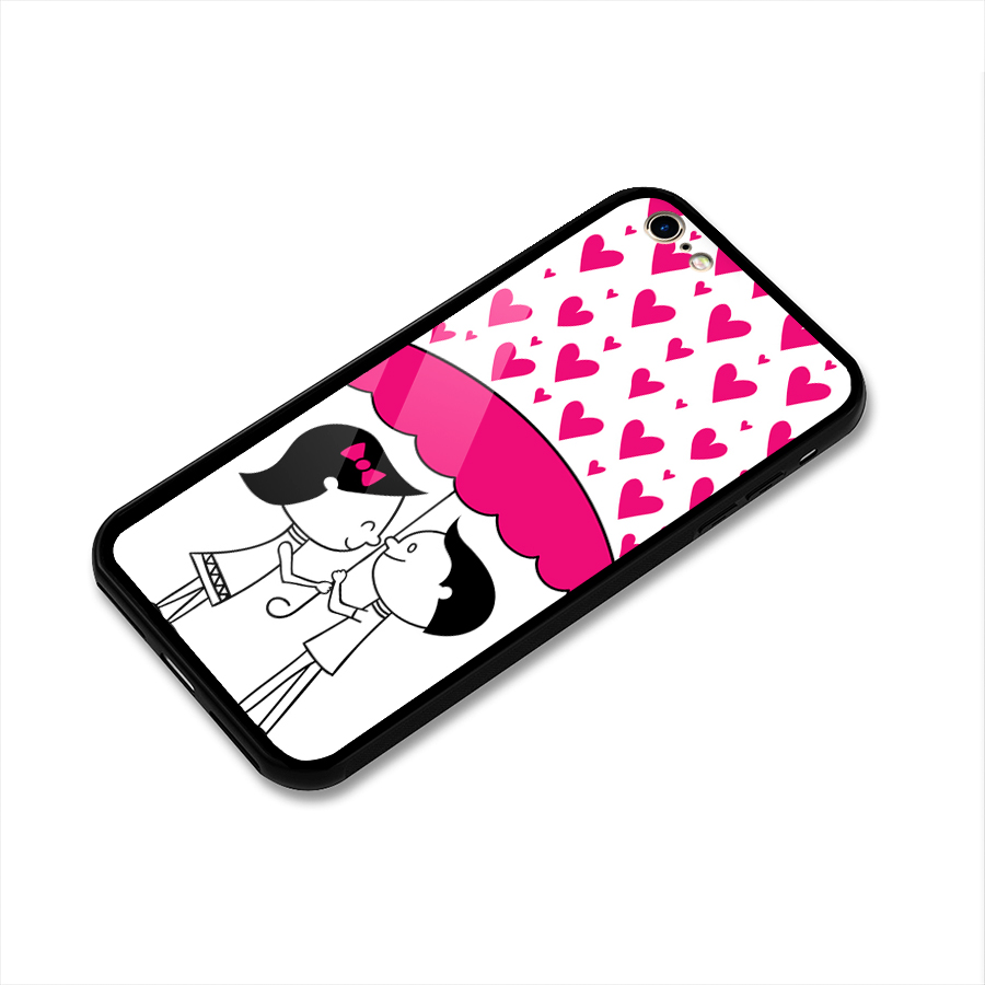 Romantic Couples with Hearts Glass Back Case for iPhone 6 6S