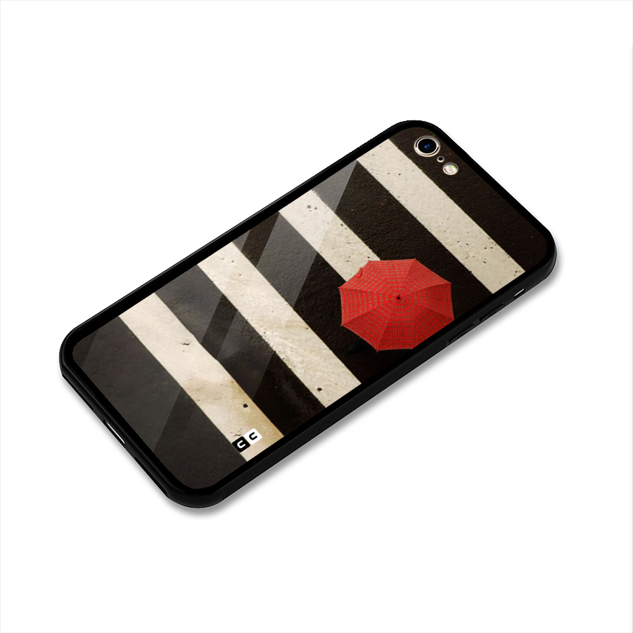 Single Red Umbrella Stripes Glass Back Case for iPhone 6 6S