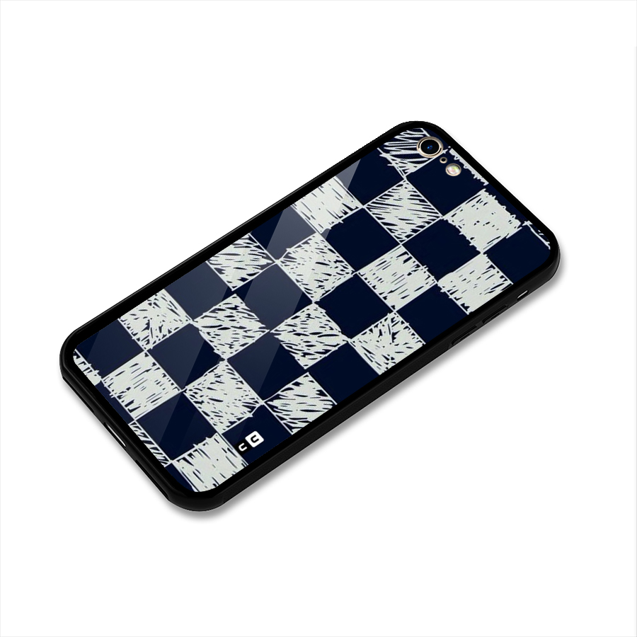 Sketchy Check Design Glass Back Case for iPhone 6 6S