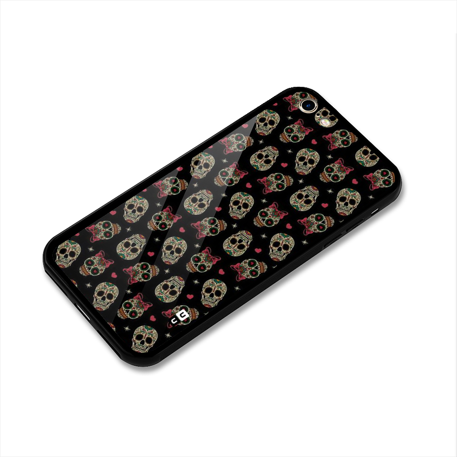 Skull Pattern Glass Back Case for iPhone 6 6S