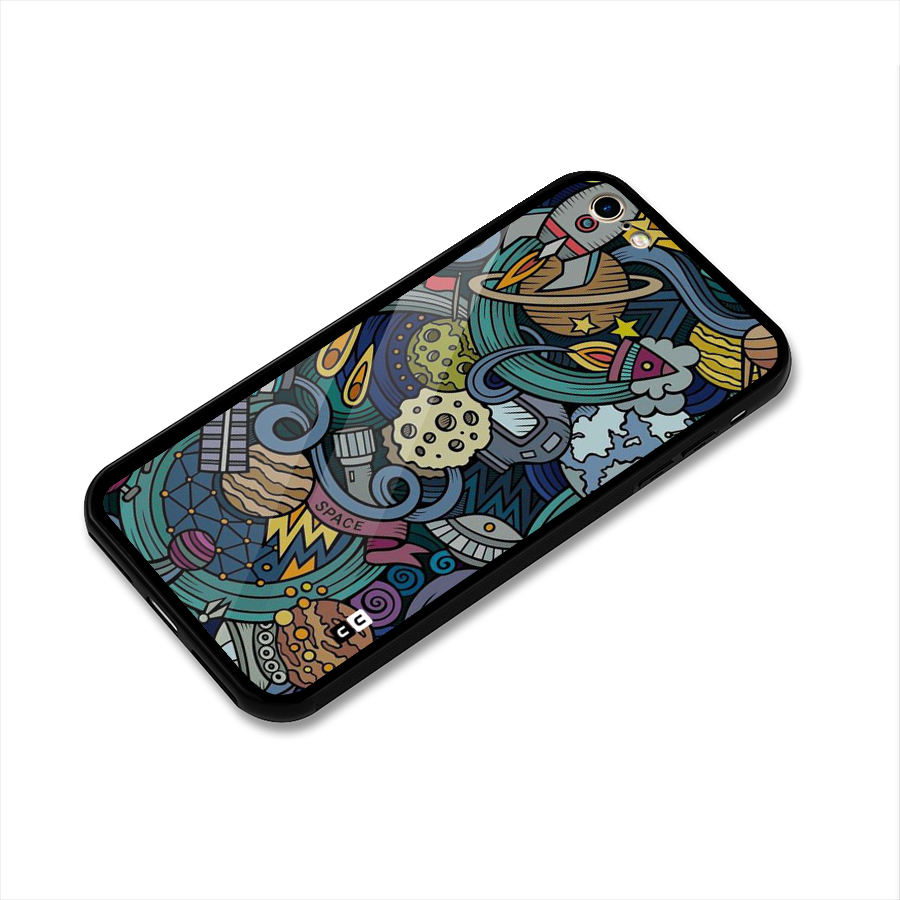 Space Pattern Blue Glass Back Case for iPhone 6 6S