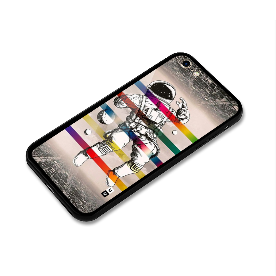 Spaceman Rainbow Stripes Glass Back Case for iPhone 6 6S