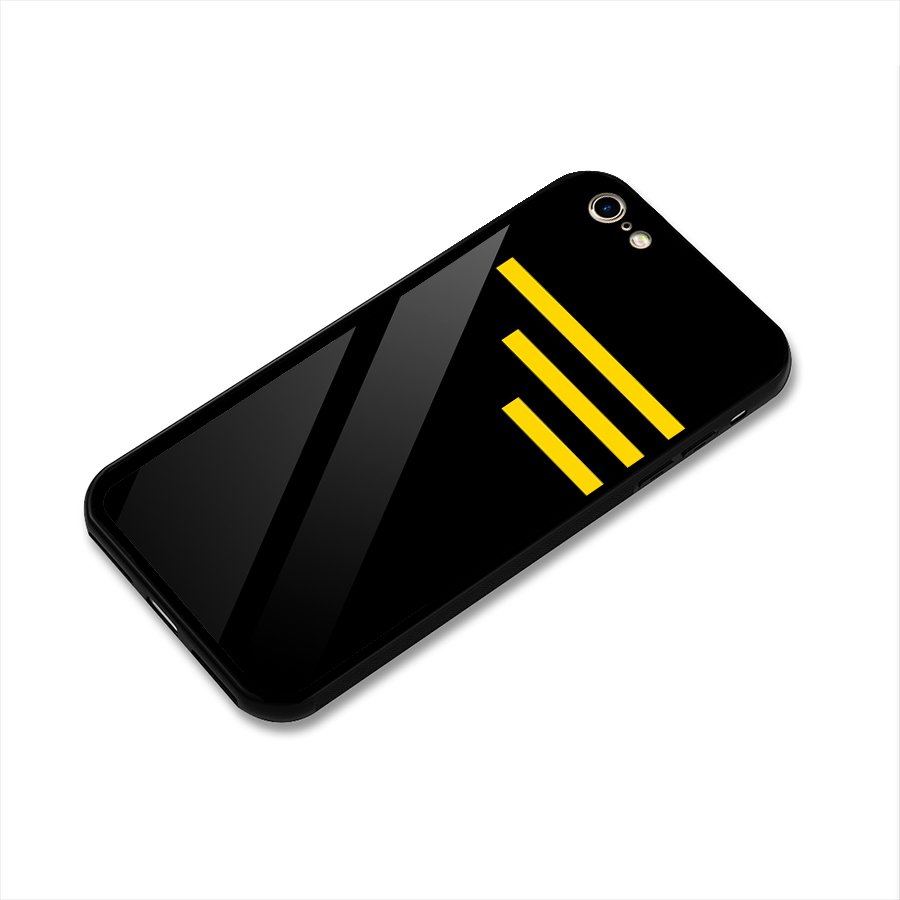 Sports Yellow Stripes Glass Back Case for iPhone 6 6S