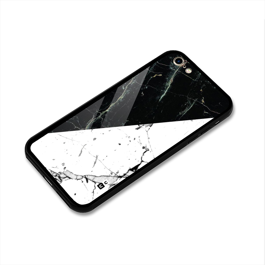 Stylish Diagonal Marble Glass Back Case for iPhone 6 6S