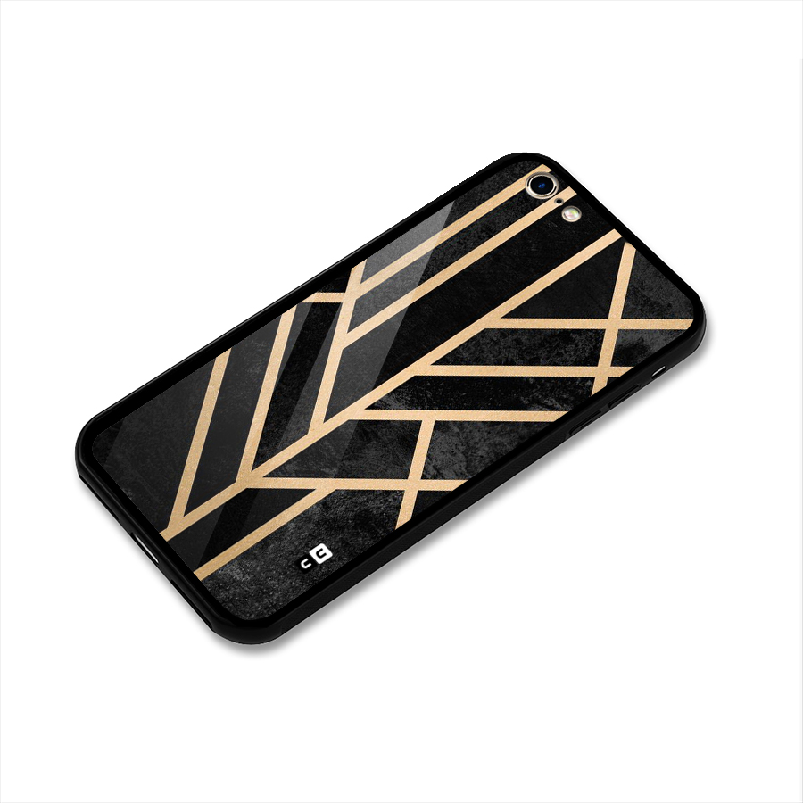 Tri Lines Gold Glass Back Case for iPhone 6 6S
