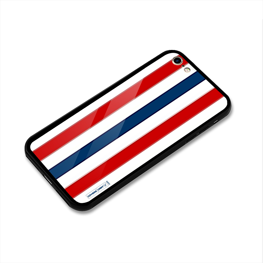 Tricolor Stripes Glass Back Case for iPhone 6 6S