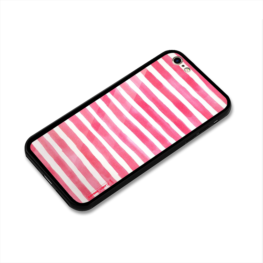 White And Pink Stripes Glass Back Case for iPhone 6 6S