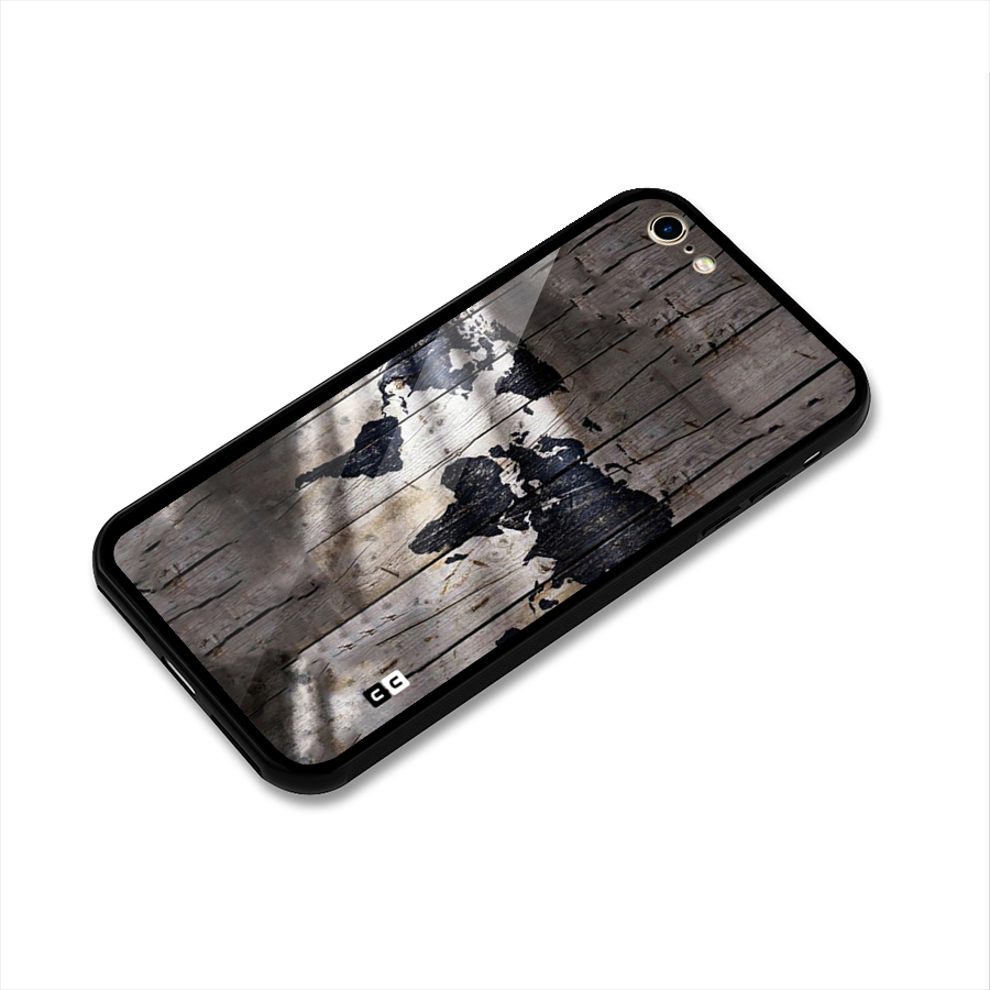 World Map Wood Design Glass Back Case for iPhone 6 6S
