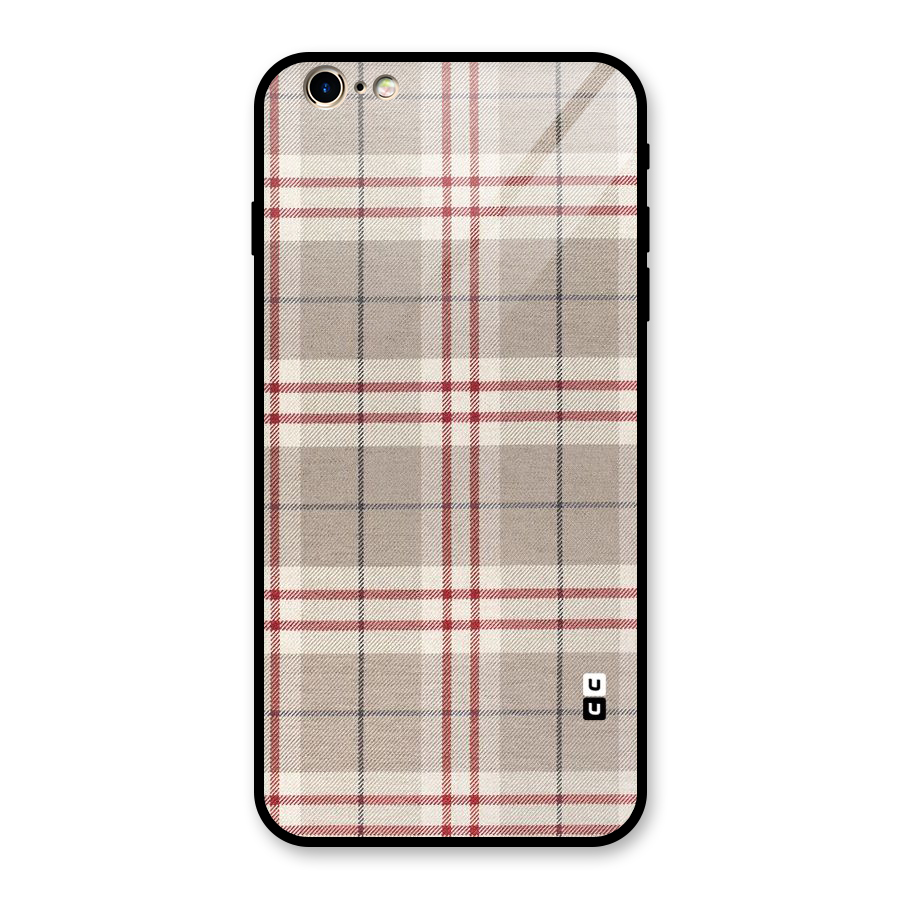 Beige Red Check Glass Back Case for iPhone 6 Plus 6S Plus