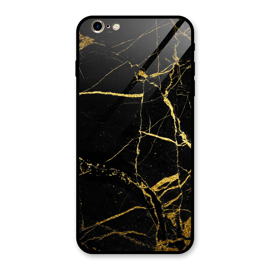 Black And Gold Design Glass Back Case for iPhone 6 Plus 6S Plus