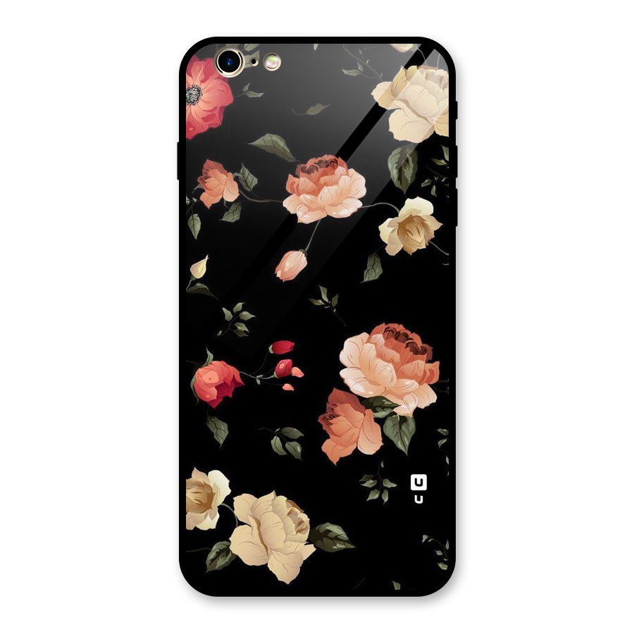 Black Artistic Floral Glass Back Case for iPhone 6 Plus 6S Plus