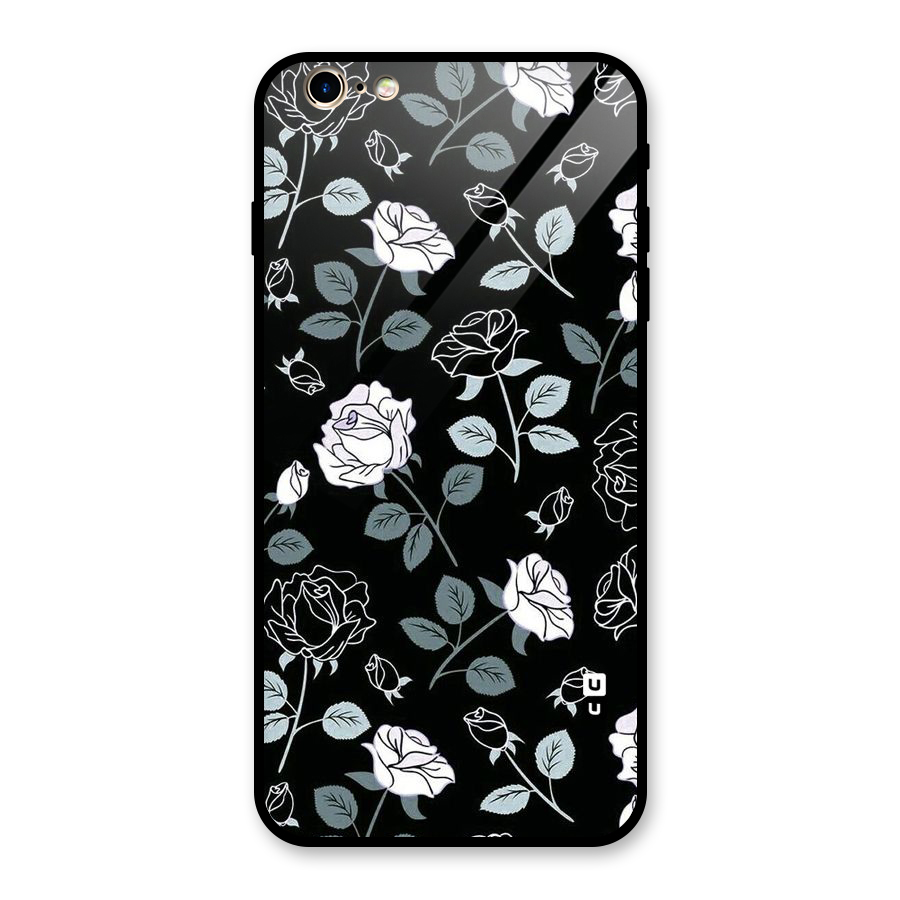 Black Artsy Bloom Glass Back Case for iPhone 6 Plus 6S Plus