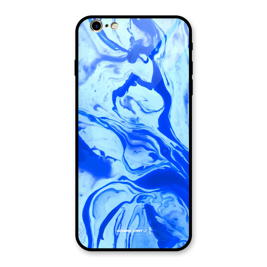 Blaze Blue Marble Texture Glass Back Case for iPhone 6 Plus 6S Plus