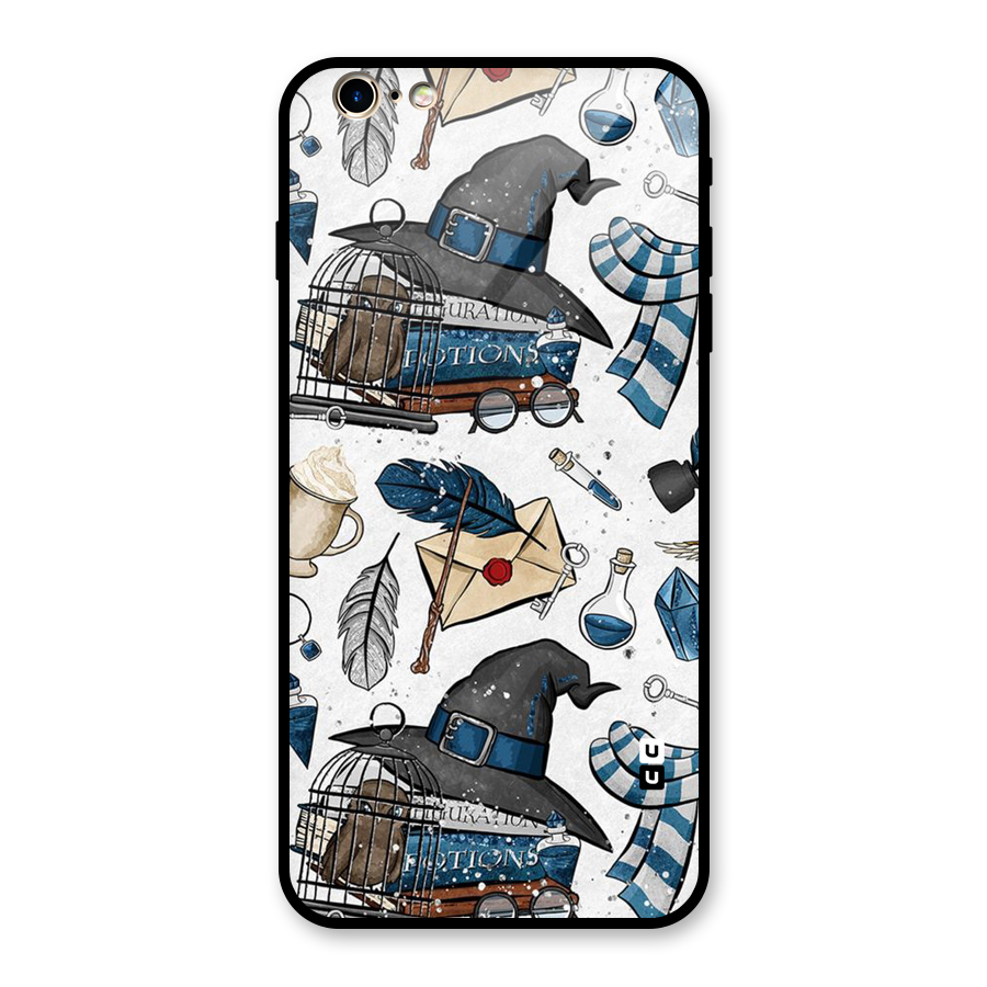Blue Feather Hat Design Glass Back Case for iPhone 6 Plus 6S Plus
