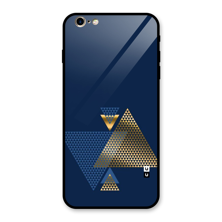 Blue Gold Triangles Glass Back Case for iPhone 6 Plus 6S Plus