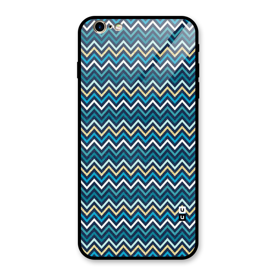 Blue Shades Chevron Pattern Glass Back Case for iPhone 6 Plus 6S Plus
