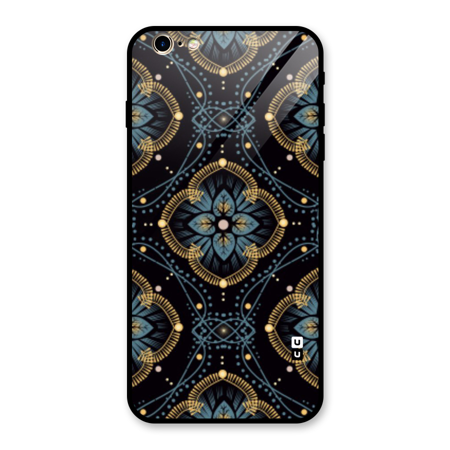 Blue With Black Flower Glass Back Case for iPhone 6 Plus 6S Plus