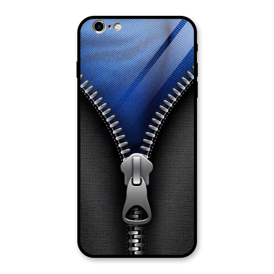 Blue Zipper Glass Back Case for iPhone 6 Plus 6S Plus