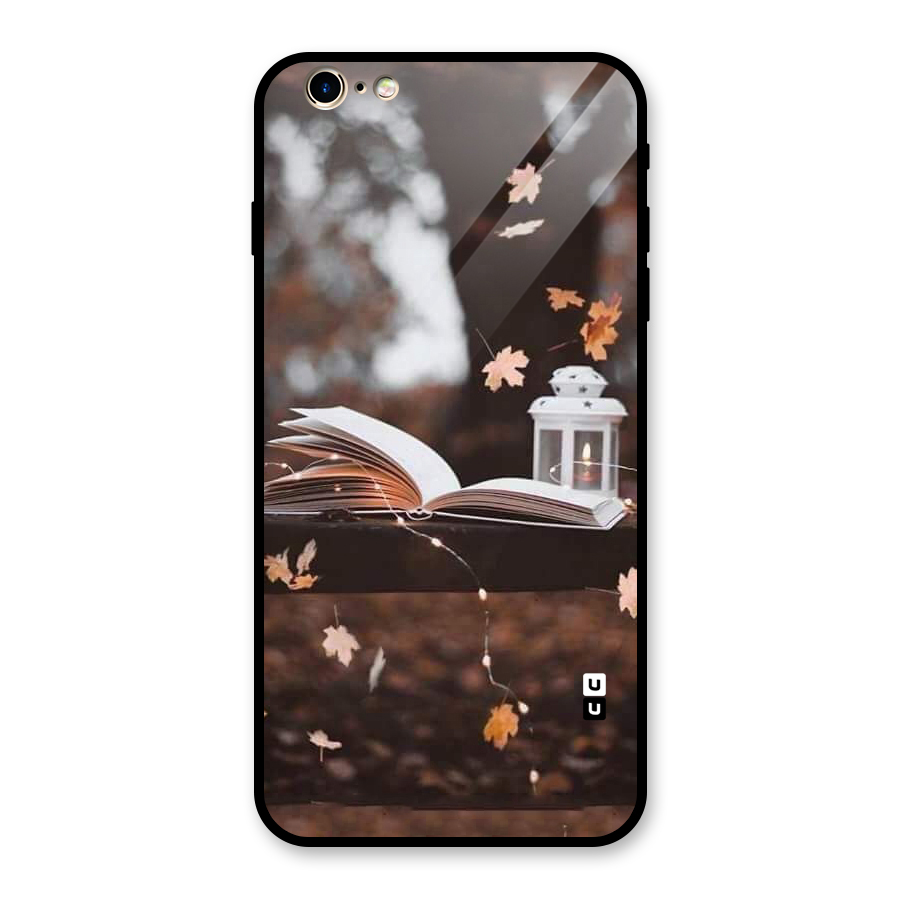 Book and Fall Leaves Glass Back Case for iPhone 6 Plus 6S Plus