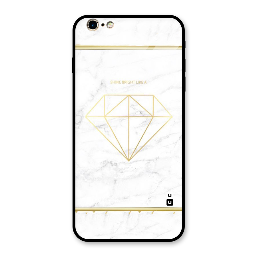 Bright Gold Diamond Glass Back Case for iPhone 6 Plus 6S Plus