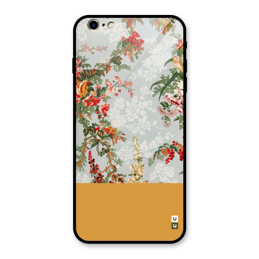 Golden Stripe on Floral Glass Back Case for iPhone 6 Plus 6S Plus