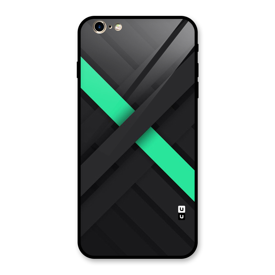 Green Stripe Diagonal Glass Back Case for iPhone 6 Plus 6S Plus