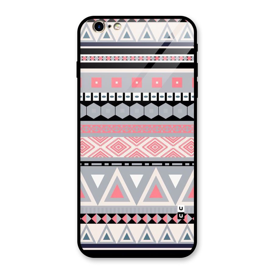 Grey Pink Pattern Glass Back Case for iPhone 6 Plus 6S Plus