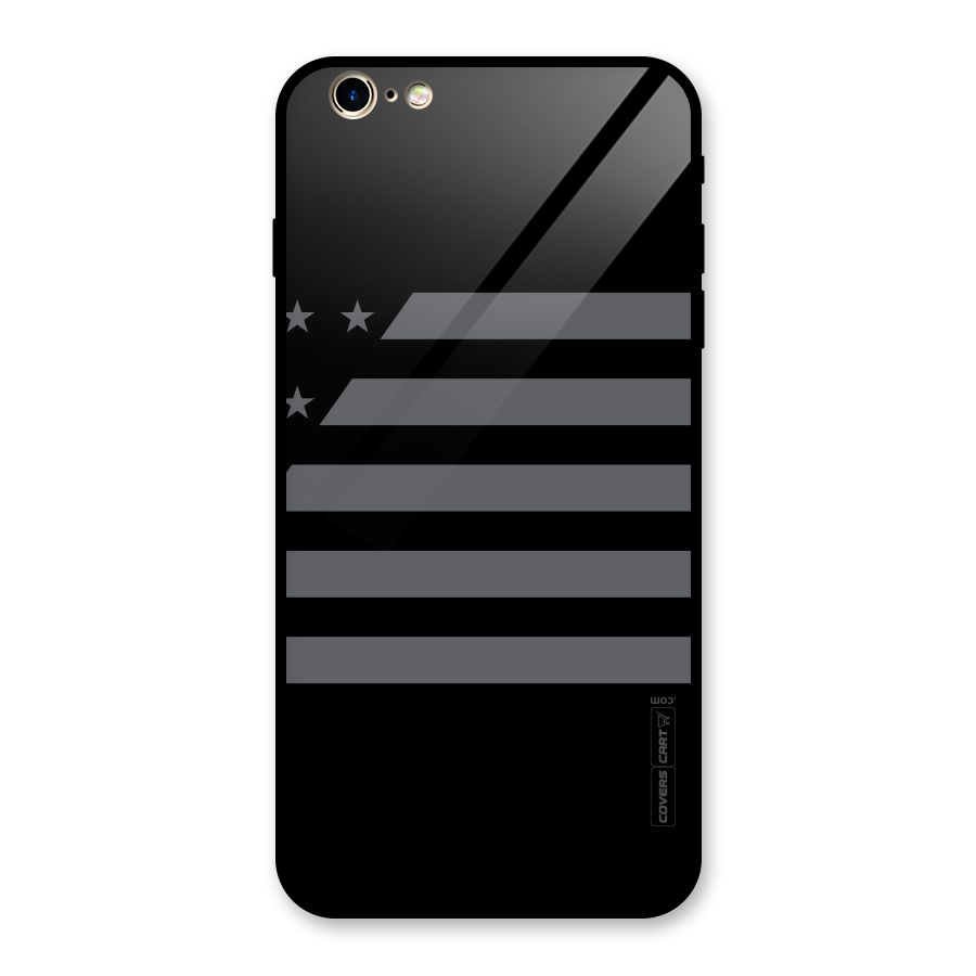 Grey Star Striped Pattern Glass Back Case for iPhone 6 Plus 6S Plus