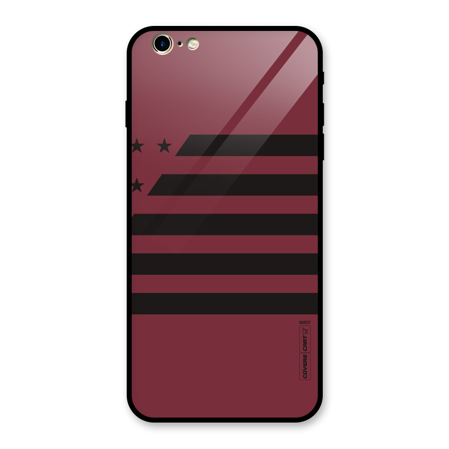 Maroon Star Striped Glass Back Case for iPhone 6 Plus 6S Plus