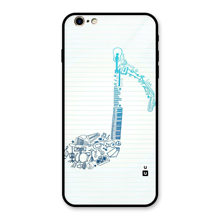 Music Note Design Glass Back Case for iPhone 6 Plus 6S Plus