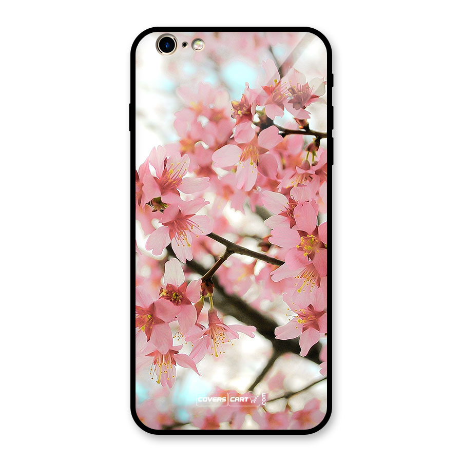 Peach Floral Glass Back Case for iPhone 6 Plus 6S Plus