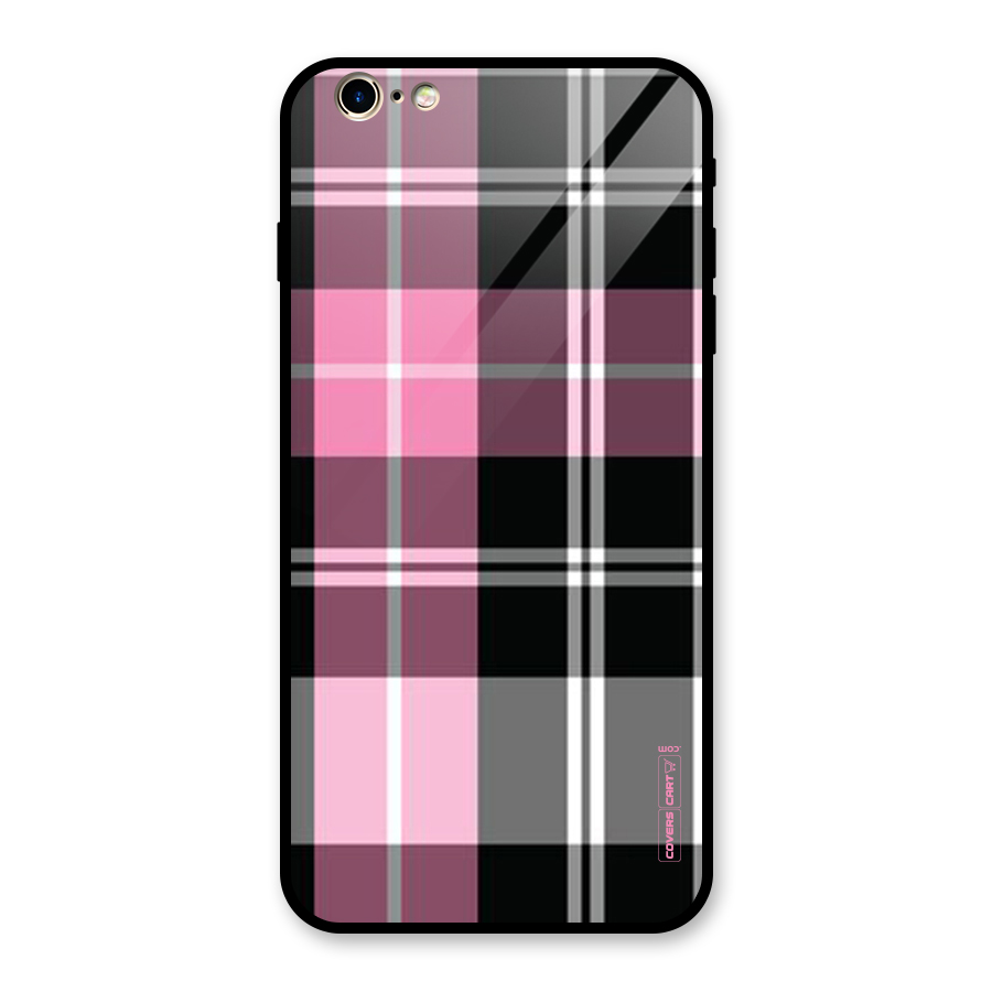Pink Black Check Glass Back Case for iPhone 6 Plus 6S Plus