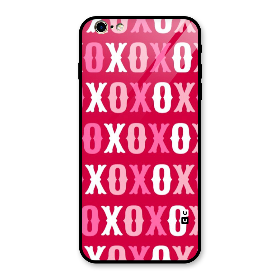Pink White Xoxo Glass Back Case for iPhone 6 Plus 6S Plus