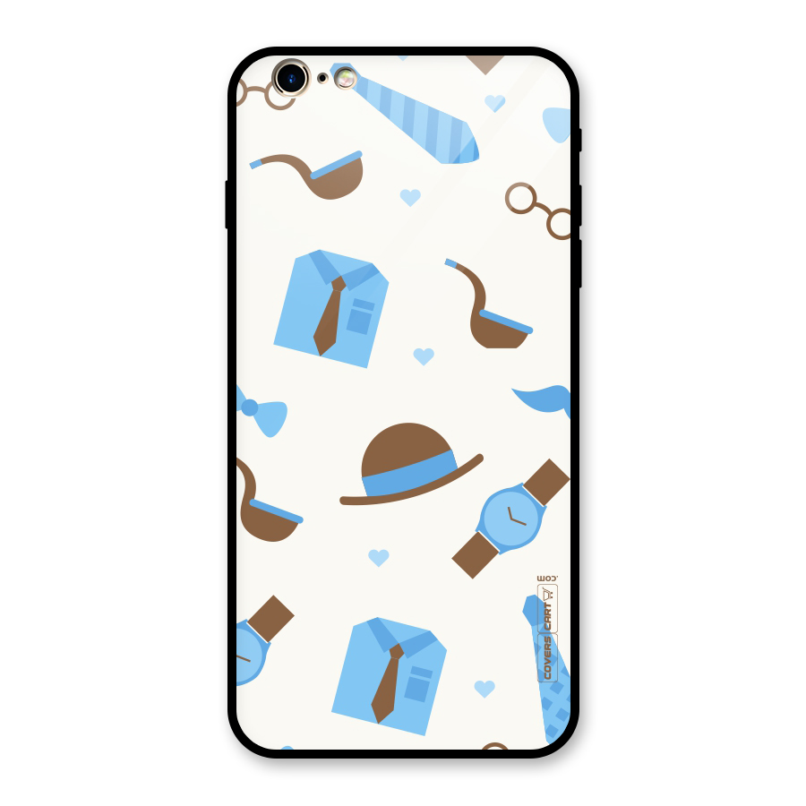 Pipe Hat Watch Pattern Glass Back Case for iPhone 6 Plus 6S Plus