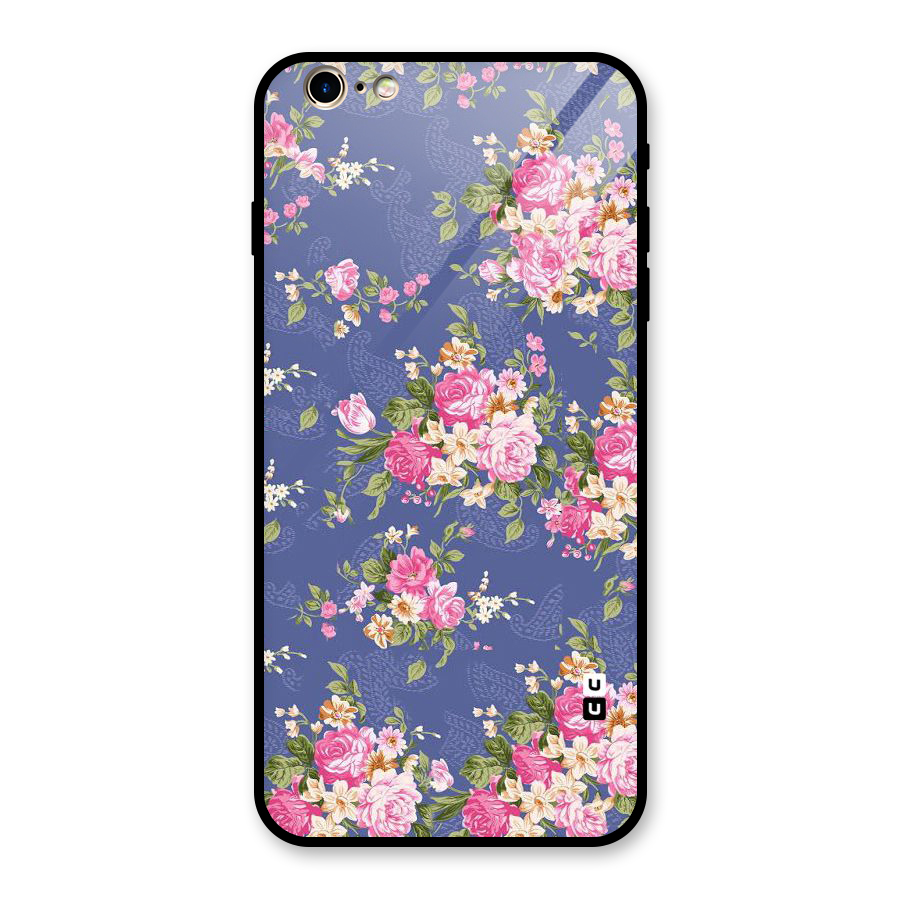 Purple Pink Floral Glass Back Case for iPhone 6 Plus 6S Plus
