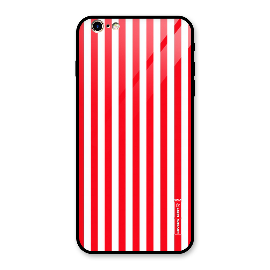 Red And White Straight Stripes Glass Back Case for iPhone 6 Plus 6S Plus